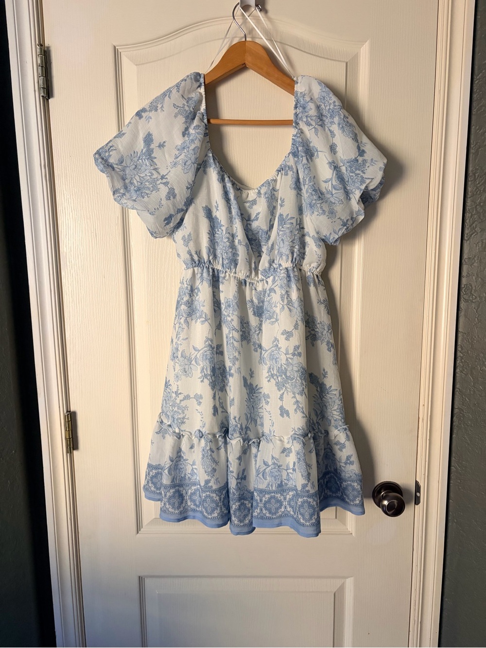 NWT Blu Pepper boutique floral cottagecore midi square neck dress, L - Picture 4 of 12